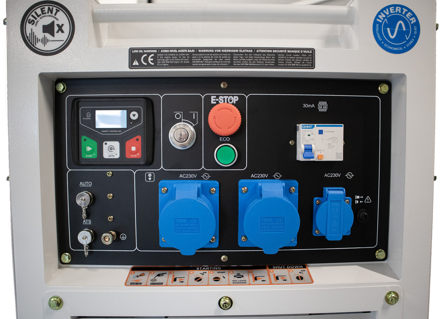 HYUNDAI DHY9000SEi Diesel Inverter Strømaggregat 6500W - Elektrisk start - Forvarming - ATS