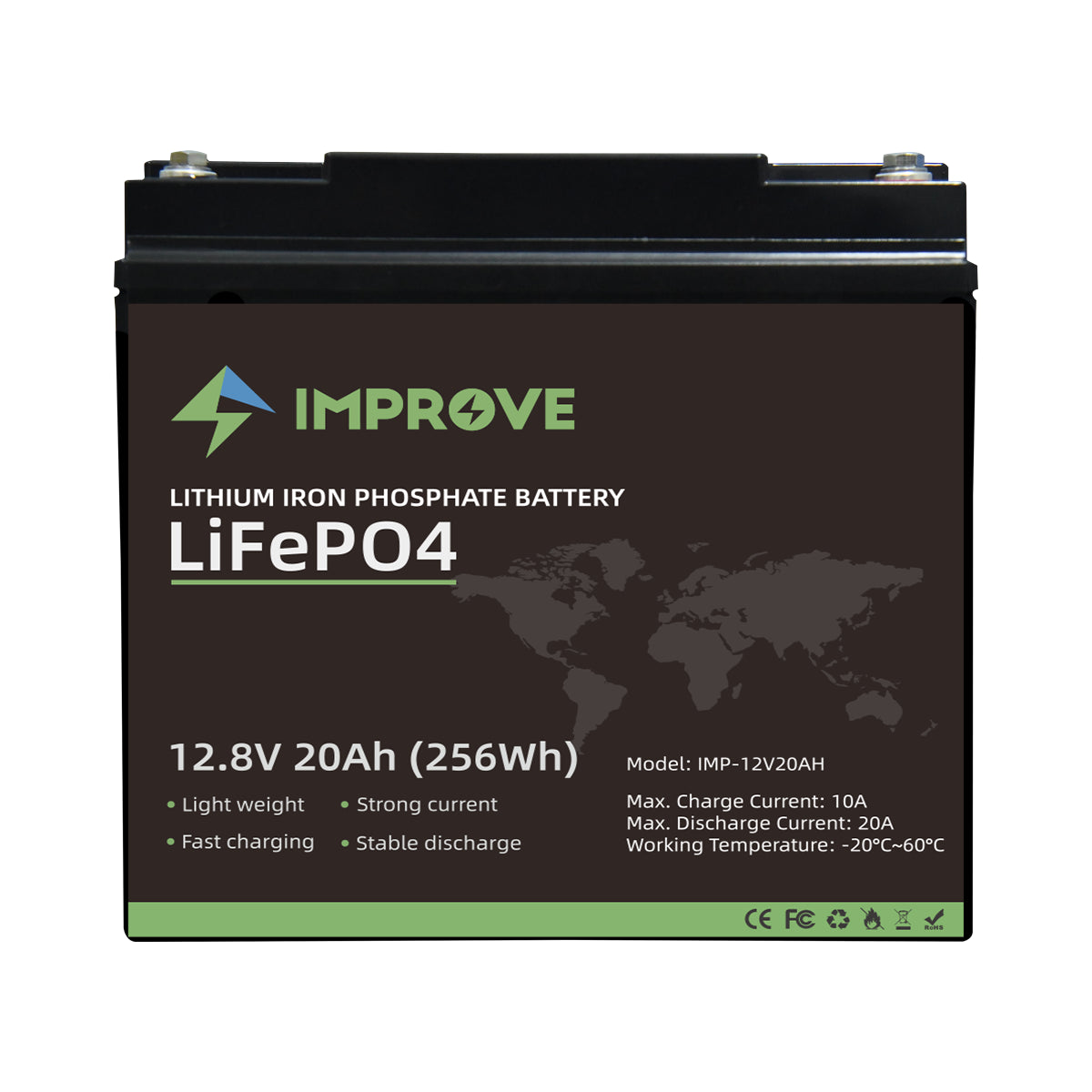 IMPROVE Lithium Batteri 12V 20Ah (LiFePO4) BMS 20A - Image 2