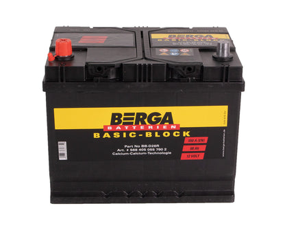 BERGA Basic Block 12V 68AH 550CCA shown in angle view