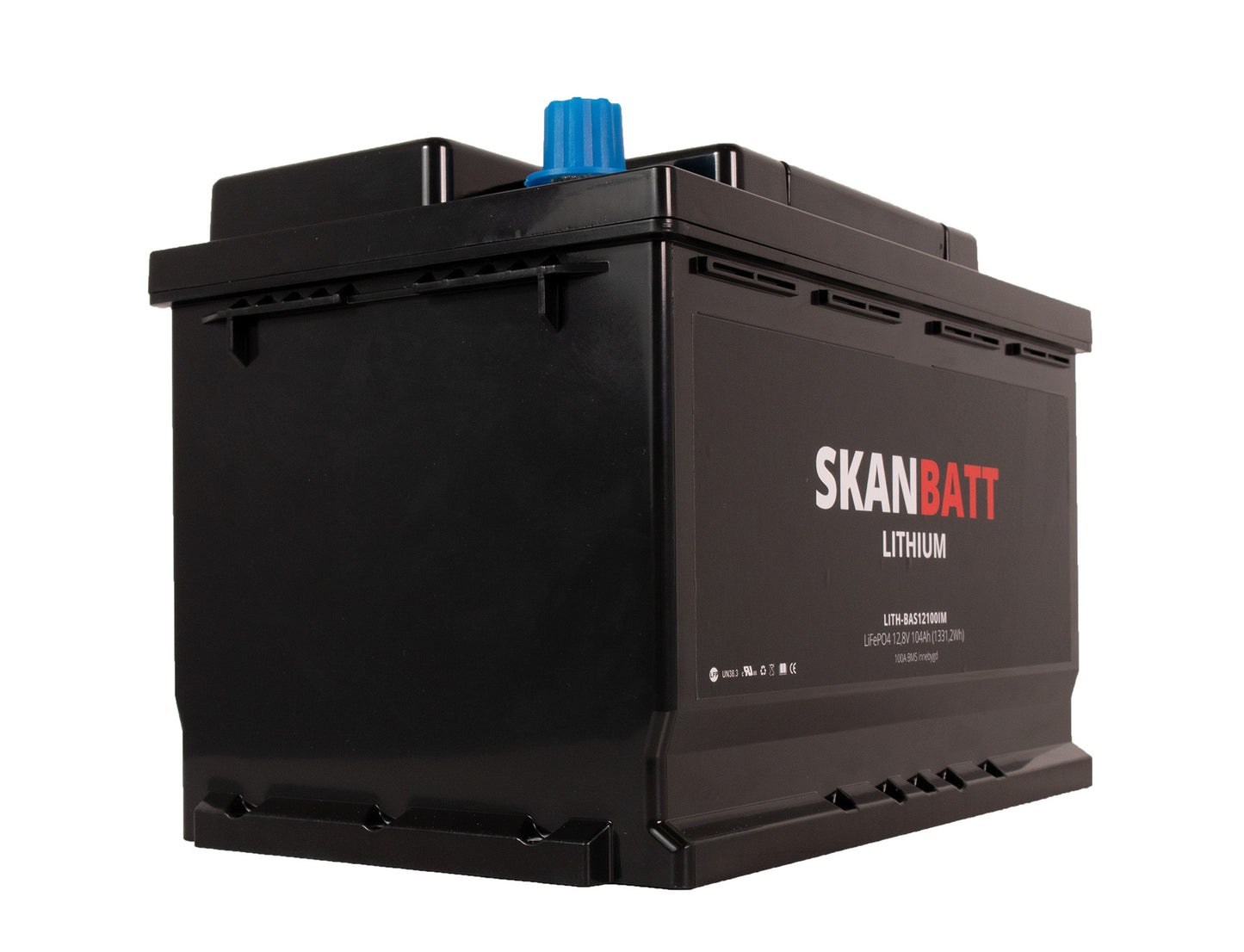 Skanbatt Lithium Batteri 12V 104Ah 100A Bms (279X175X190Mm)