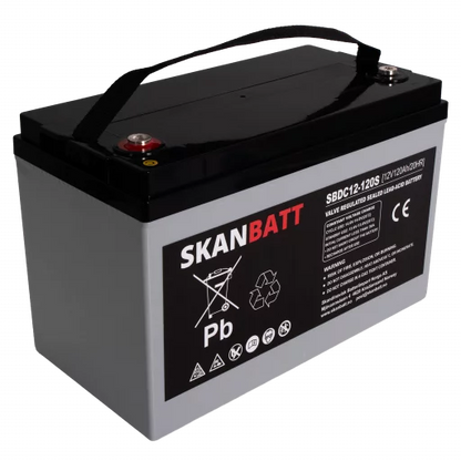 SKANBATT AGM Deep Cycle Batteri 12V 120AH C10 (328x172x222mm) +venstre