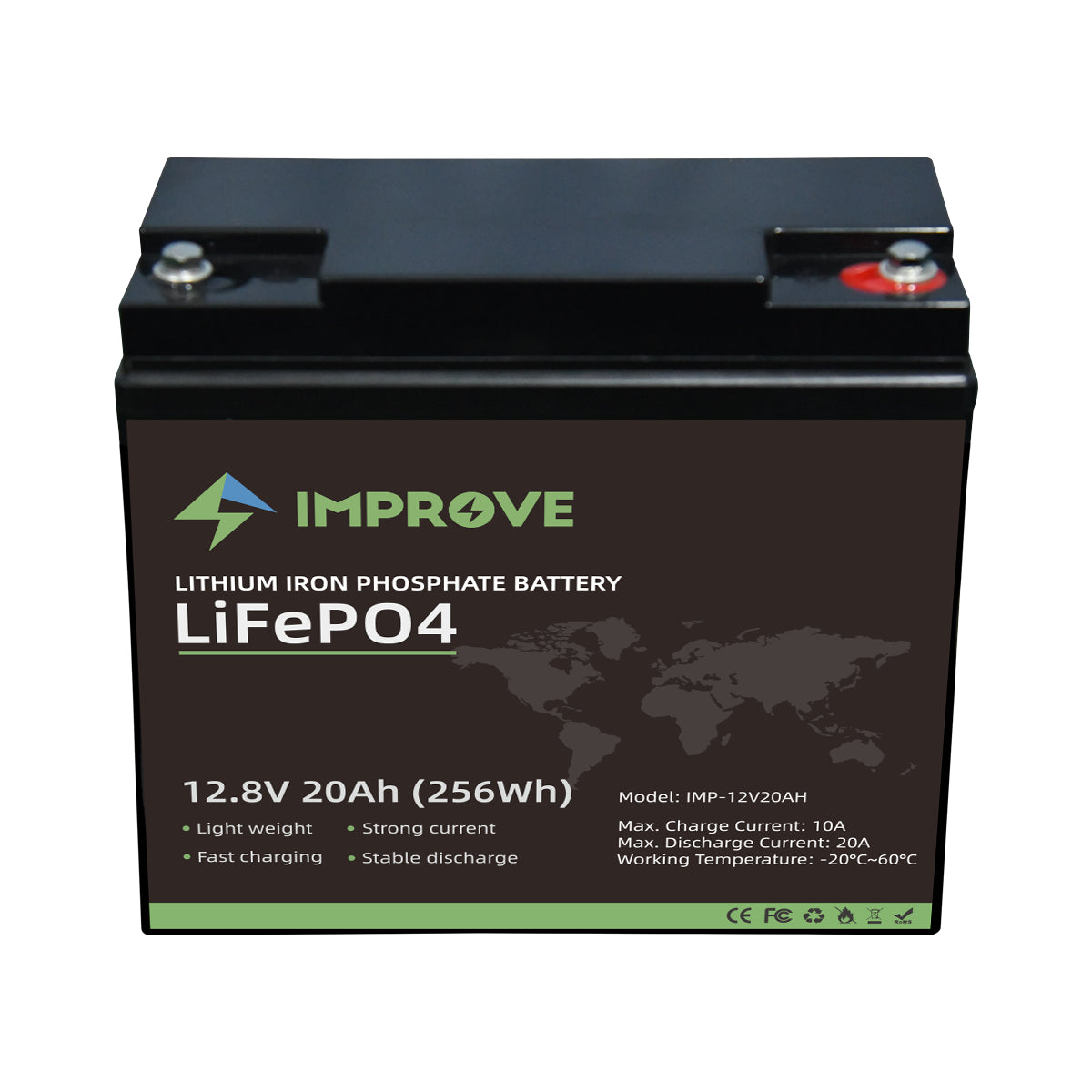 IMPROVE Lithium Batteri 12V 20Ah (LiFePO4) BMS 20A - Image 3