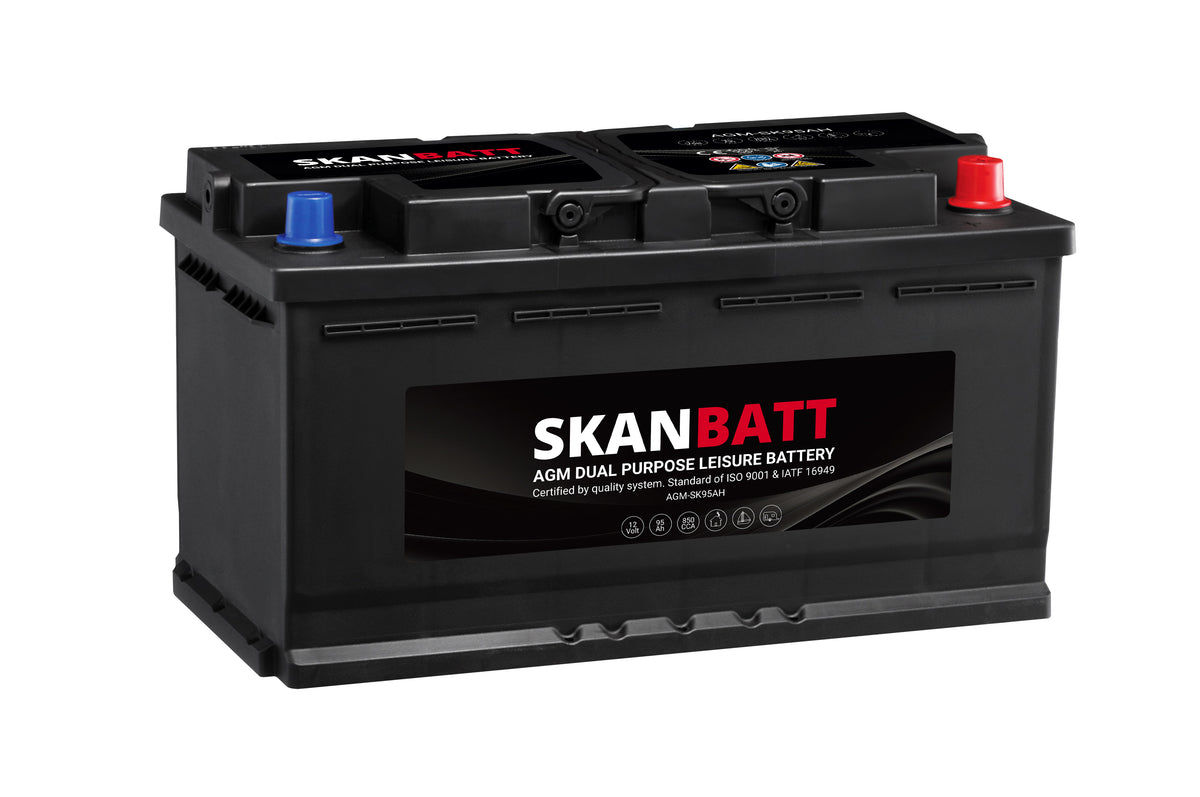 SKANBATT AGM Dual Purpose 12V 95AH 850CCA/970CA (353x175x190mm) +H shown in product view