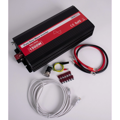 SKANBATT Inverter 12V 1500W Ren Sinus m/Kablet Fjernkontroll NB! KUPPVARE