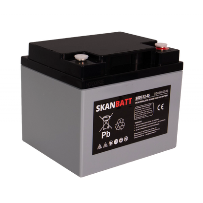 SKANBATT AGM Deep Cycle Batteri 12V 45AH (197x165x169mm) +høyre