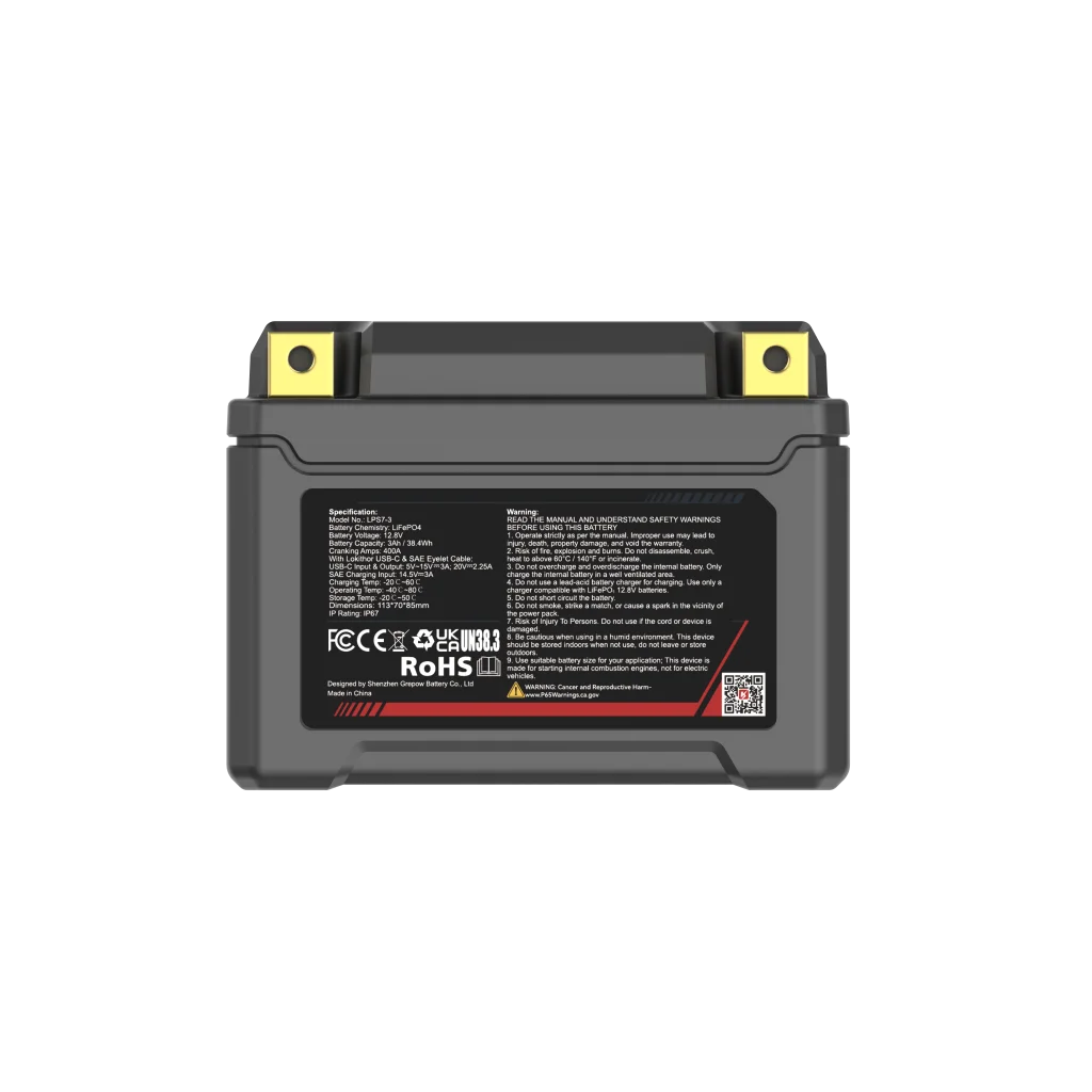LOKITHOR Lithium MC Batteri 12V 3Ah - 113x70x85mm - Bluetooth - Heat shown in product view
