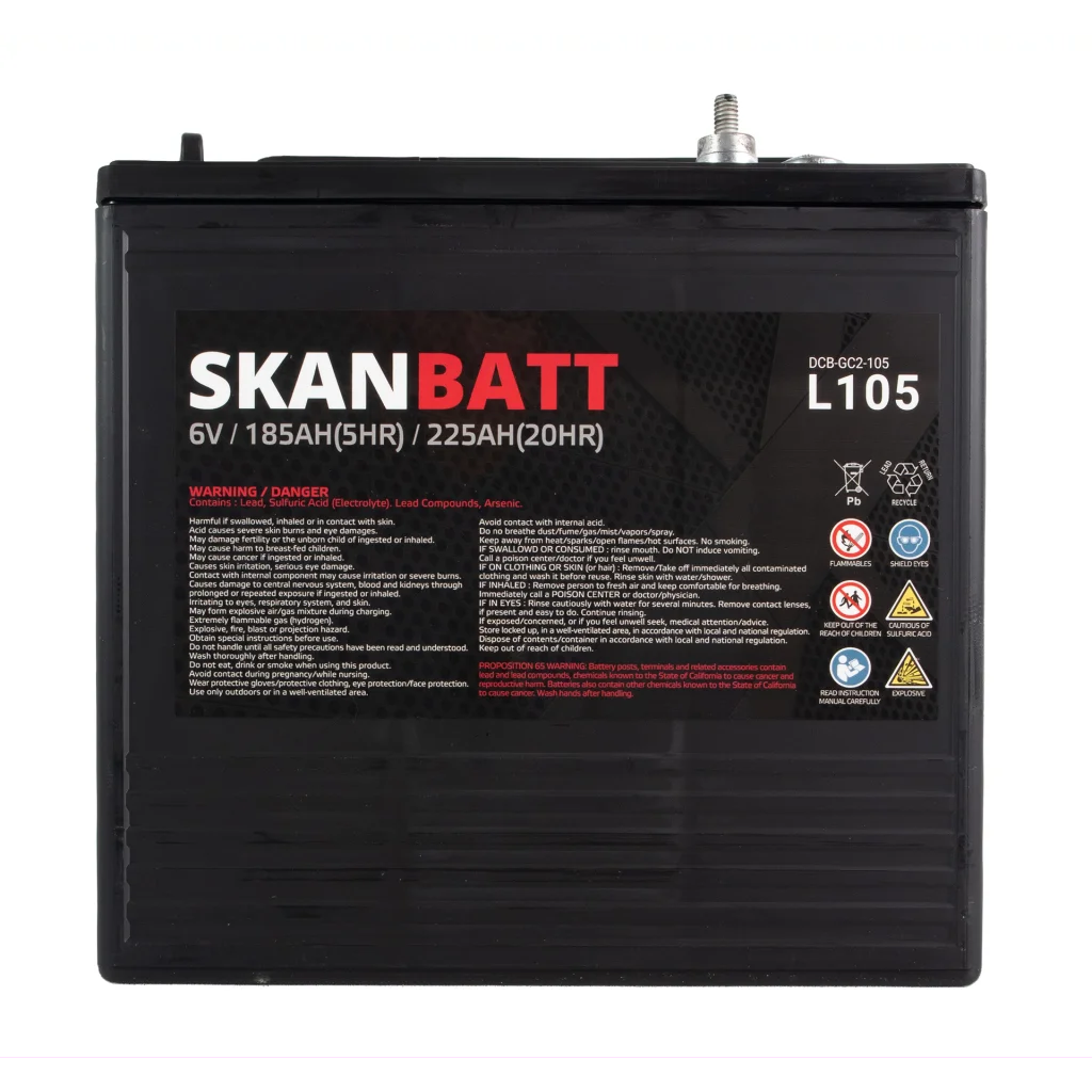 SKANBATT L105 Deep Cycle Batteri 6V 225Ah (264x181x276mm)