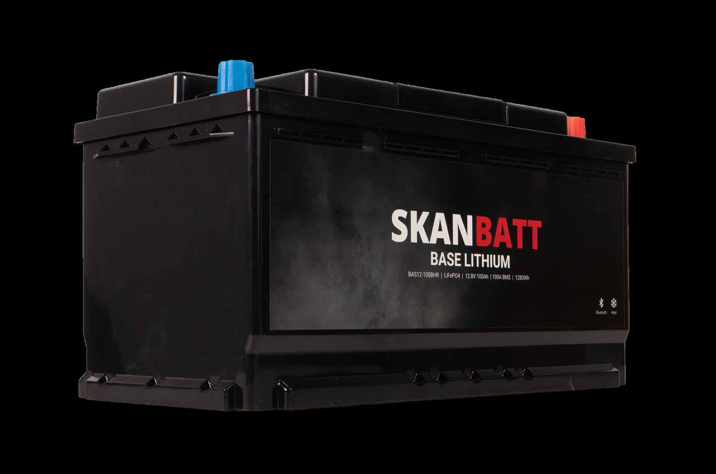 SKANBATT Base Lithium - 12V 100Ah 100A BMS - 355x175x190mm - Bluetooth - Heat - 3 Års garanti - Bobil