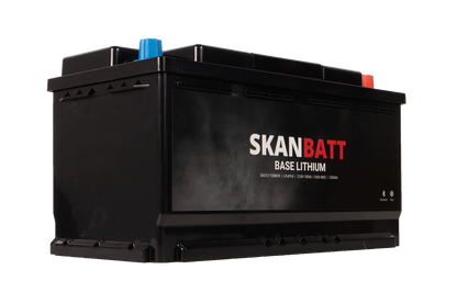 SKANBATT Base Lithium - 12V 100Ah 100A BMS - 355x175x190mm - Bluetooth - Heat - 3 Års garanti - Bobil label detail