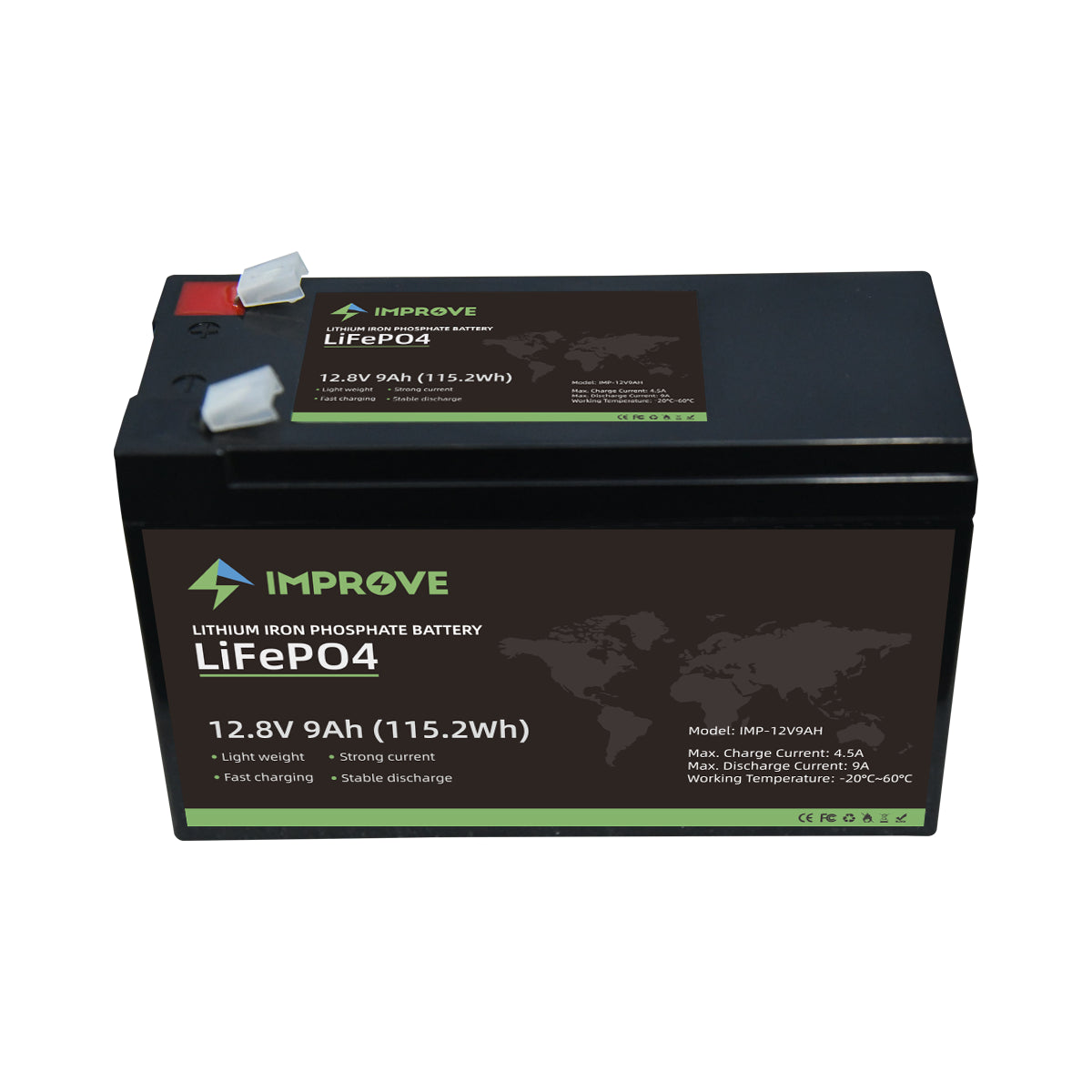 IMPROVE Lithium Batteri 12V 9Ah (LiFePO4) BMS 9A - Image 3
