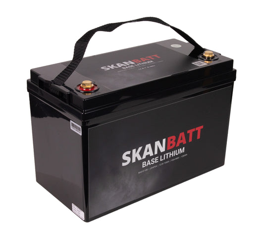 SKANBATT Base Lithium - 12V 100Ah 100A BMS - 326x173x215mm - 3 Års garanti