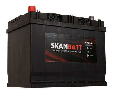 Skanbatt Fritidsbatteri 12V 80Ah 600Cca +Venstre shown in angle view