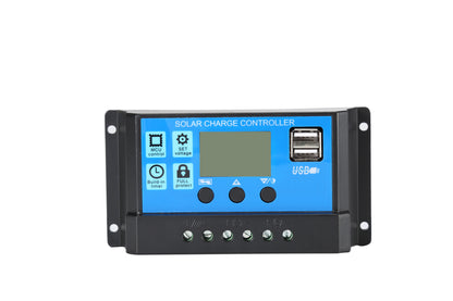 Solcelleregulator 12/24V 20A Pwm shown in angle view