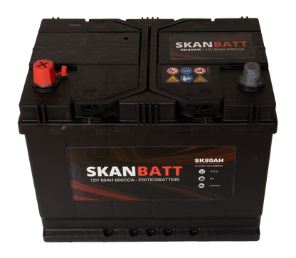 Skanbatt Fritidsbatteri 12V 80Ah 600Cca +Venstre shown in product view image 2