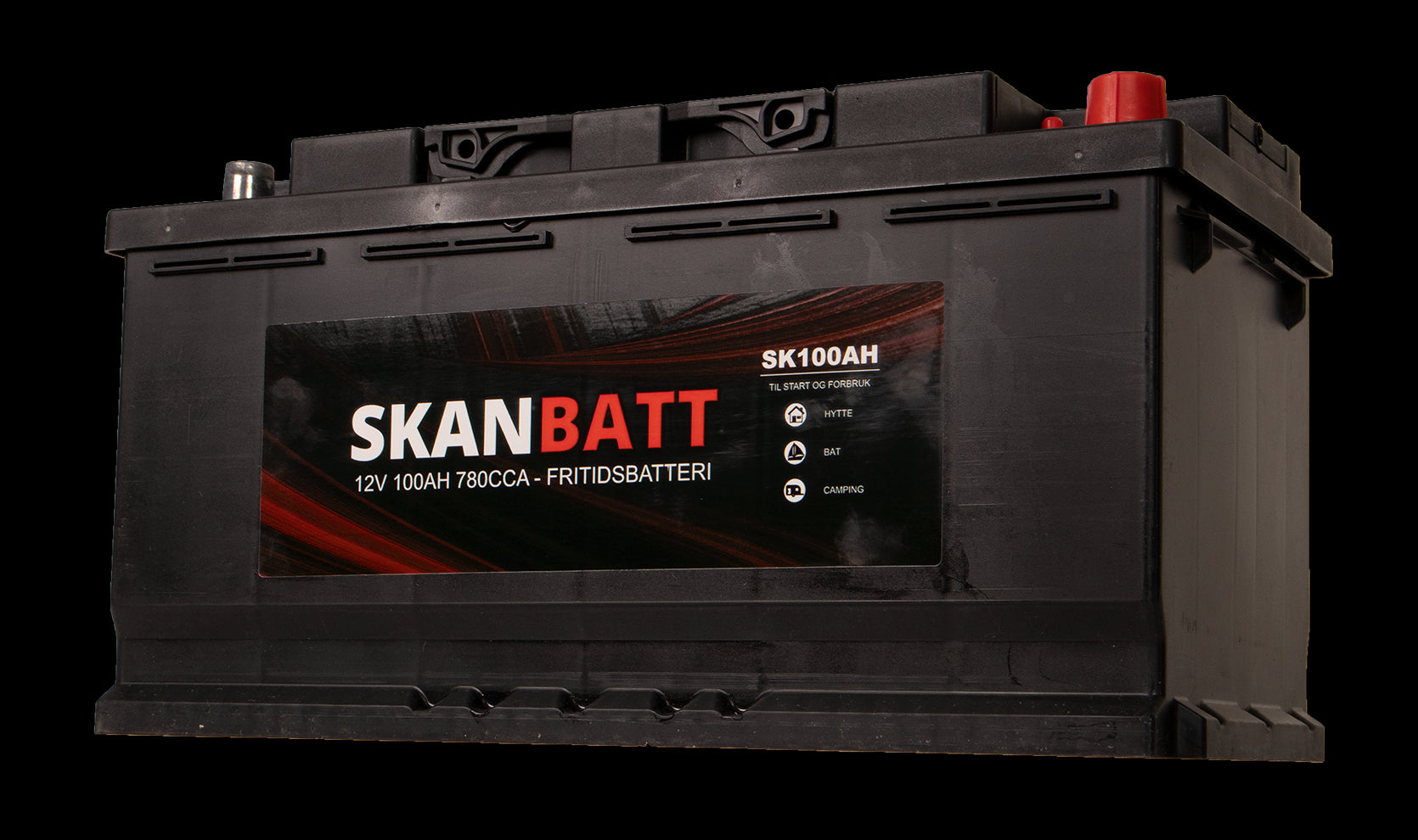 SKANBATT Fritidsbatteri 12V 100AH 780CCA (354x175x190/190mm) +høyre - Image 3