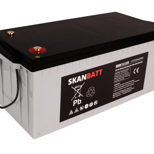 SKANBATT AGM Deep Cycle Batteri 12V 225AH C10 (522x240x219mm) +høyre