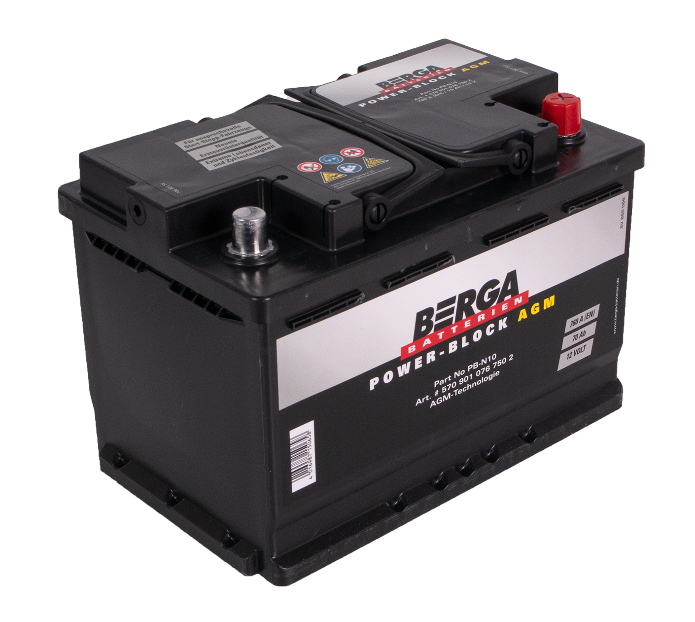 Berga Power Block Agm 12V 70Ah 760Cca shown in product view