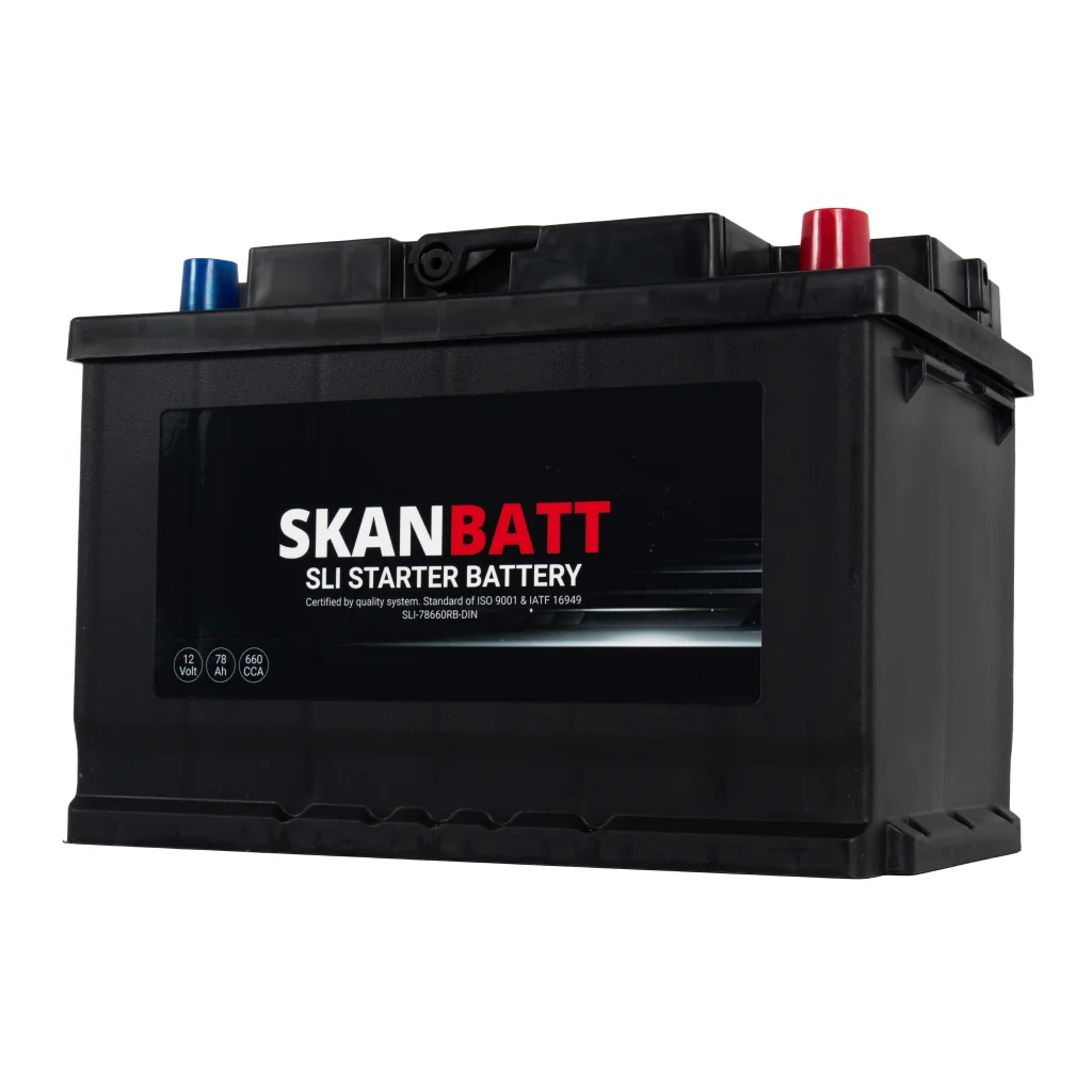 SKANBATT SLI Startbatteri 12V 78AH 660CCA (278x175x190mm) +R