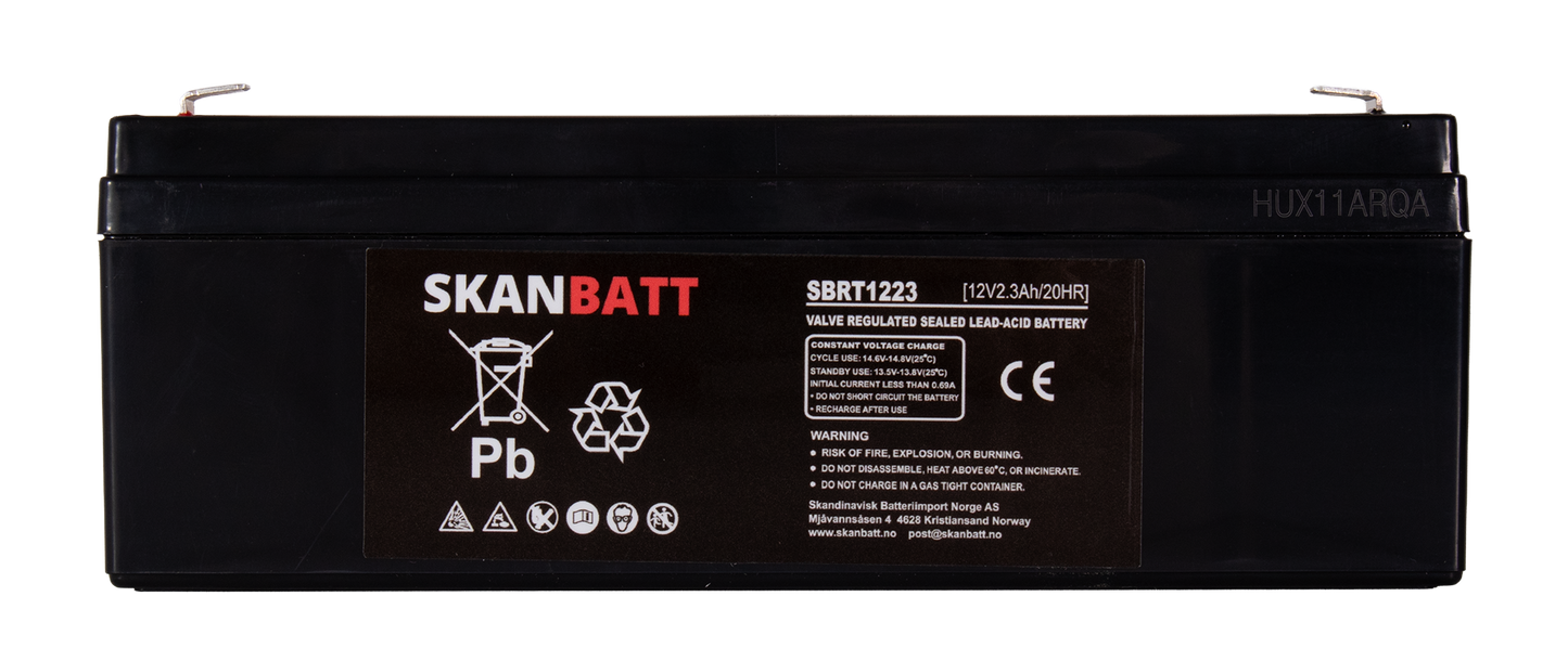 SKANBATT AGM Batteri 12V 2,3AH (178x35x61mm) F1