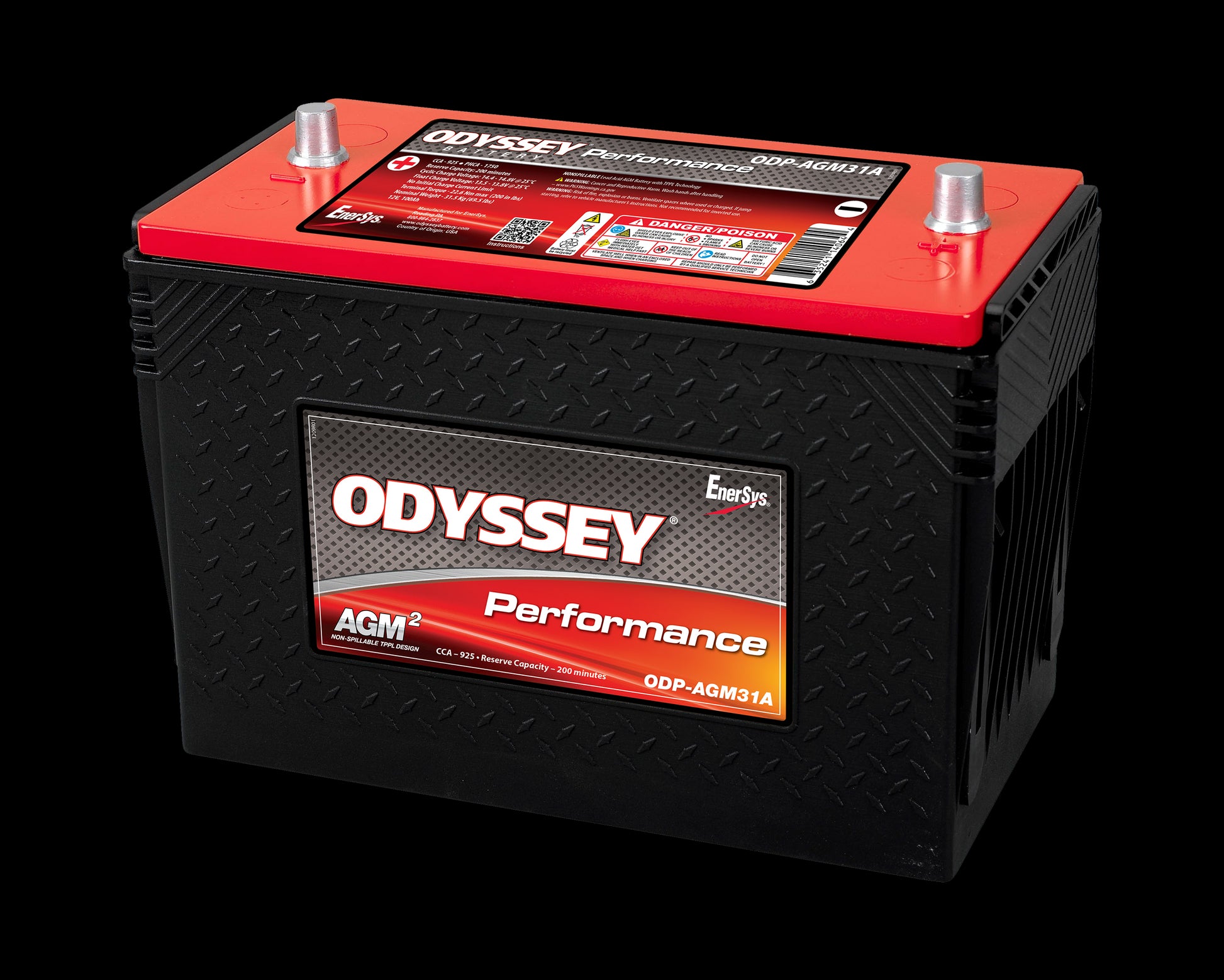 ODYSSEY ODP-AGM31A AGM Batteri 12V 100AH 925CCA (330x172x243mm) +midt - Image 1