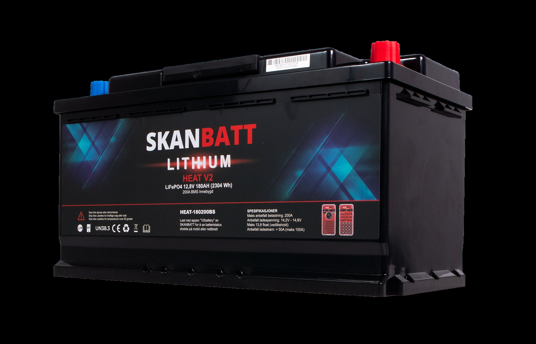 SKANBATT V2 Lithium HEAT Batteri 12V 180AH 150A BMS - Bobil - Bluetooth - Image 6