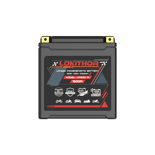 LOKITHOR Lithium MC Batteri 12V 14Ah - 166x127x176mm - Bluetooth - Heat shown in product view