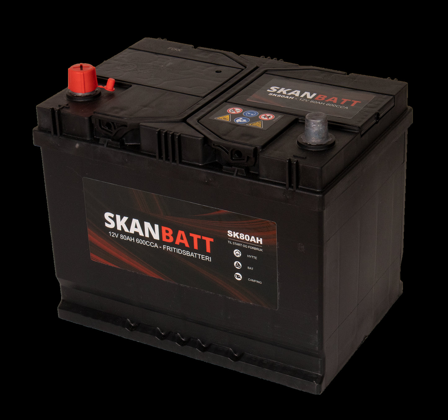 SKANBATT Fritidsbatteri 12V 80AH 600CCA (256x174x205/225mm) +venstre - Image 7