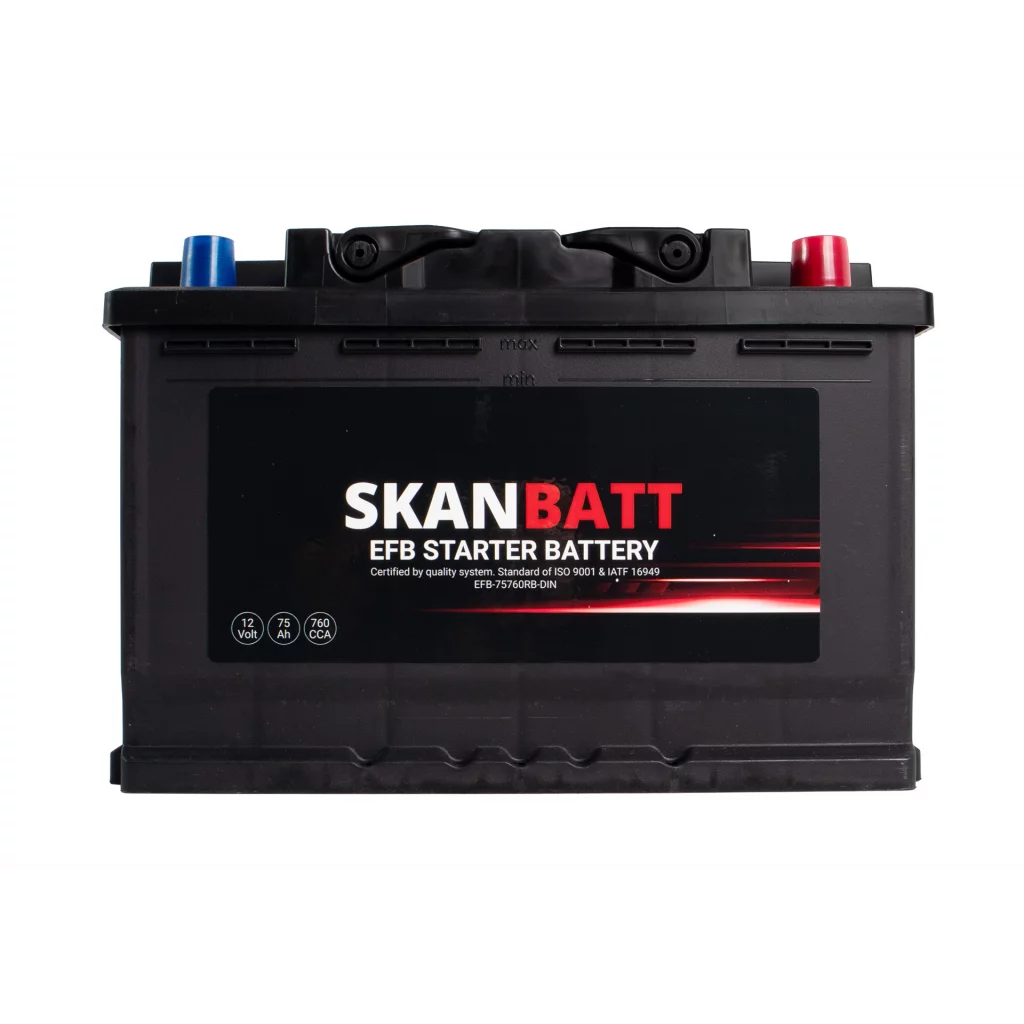 SKANBATT EFB Startbatteri 12V 75AH 760CCA (278x175x190mm) +R