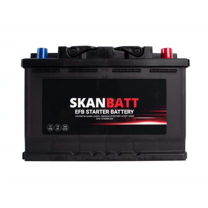 SKANBATT EFB Startbatteri 12V 75AH 760CCA (278x175x190mm) +R