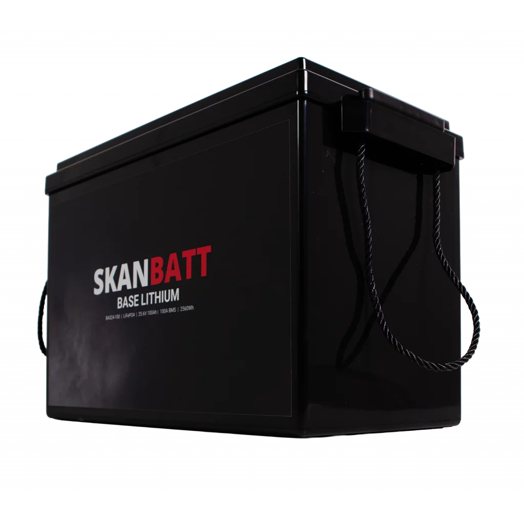 SKANBATT Base Lithium - 24V 100Ah 100A BMS - 385x190x245mm - 3 Års garanti
