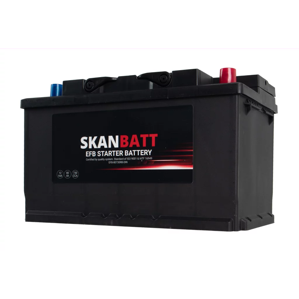 SKANBATT EFB Startbatteri 12V 80Ah 730CCA (315x175x190mm) +R