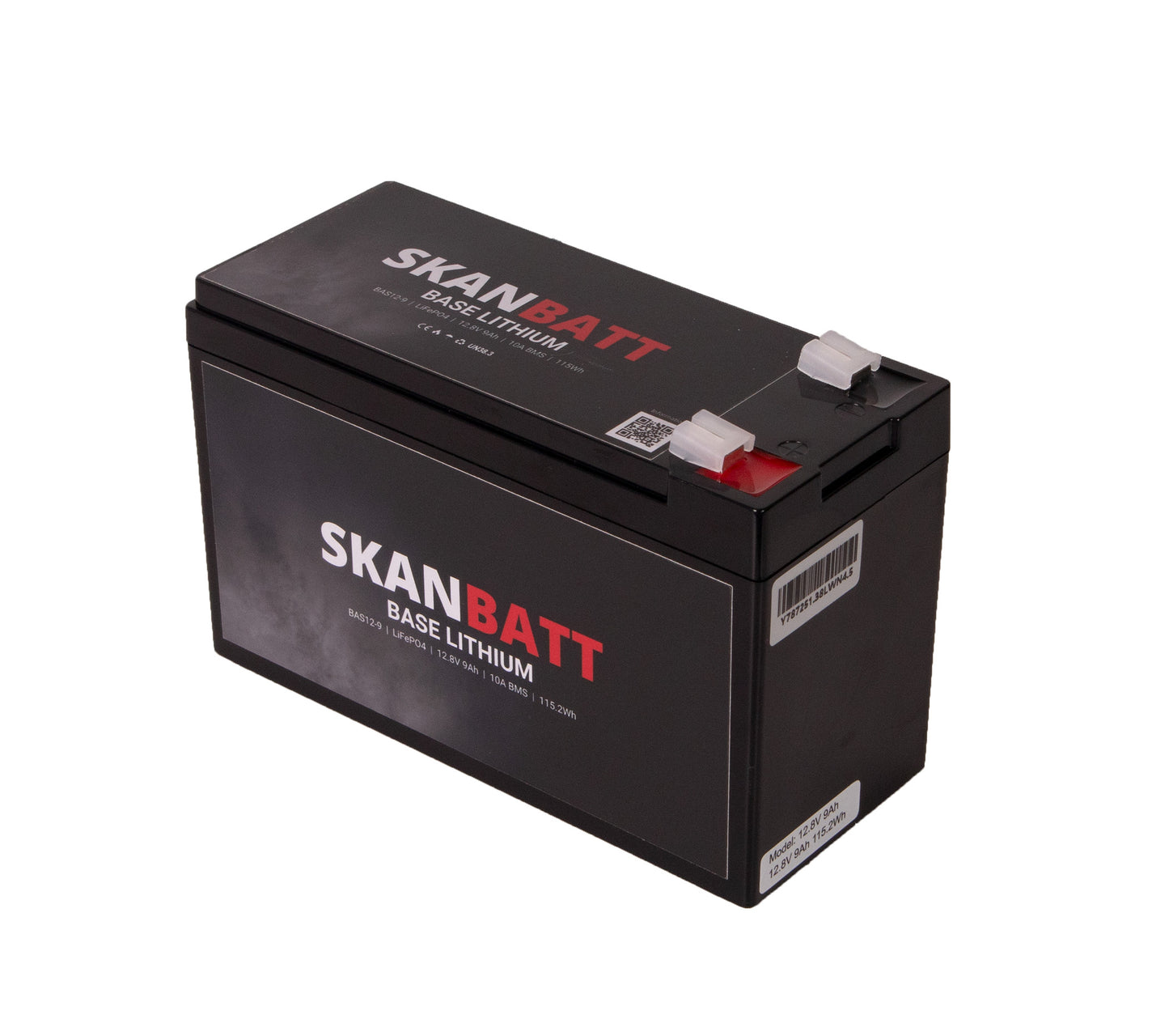 SKANBATT Base Lithium - 12V 9Ah 10A BMS - 150x65x95mm - 3 Års garanti