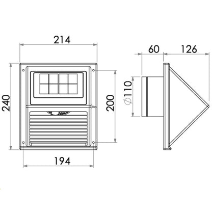 Wattstunde Solventilator Veggmodell Hvit shown in detail view