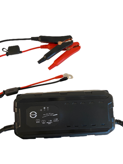 Lemania Batterilader 12/24V 25A Elektronisk shown in angle view