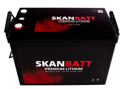 SKANBATT Premium Lithium - 12V 325Ah 200A BMS - 345x190x245mm - Bluetooth - Heat - 8 Års garanti
