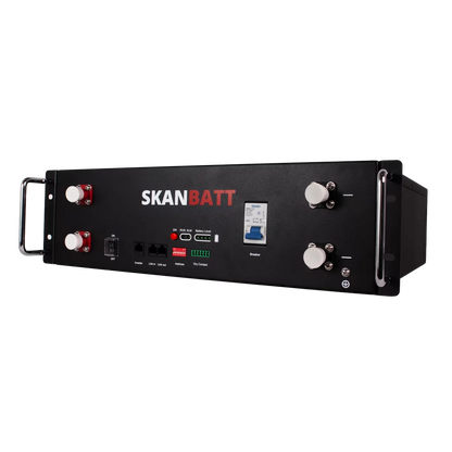 SKANBATT Premium Lithium 3U Rack batteri 51,2V 100Ah - 5,12kWh - LiFePO4 - HEAT - OTA