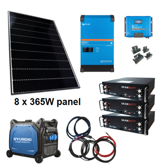 skanbatt-victron-kraftpakke-230v-8000va-2680w-8x335w-solceller-med-lithium-batterier-og-hyundai-6500w-aggregat