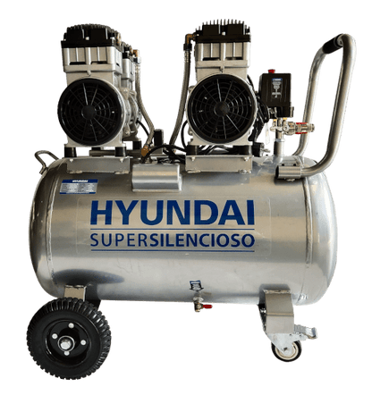 Hyundai Hyac100-3S Stillegående Kompressor 100L / 2200W shown in angle view