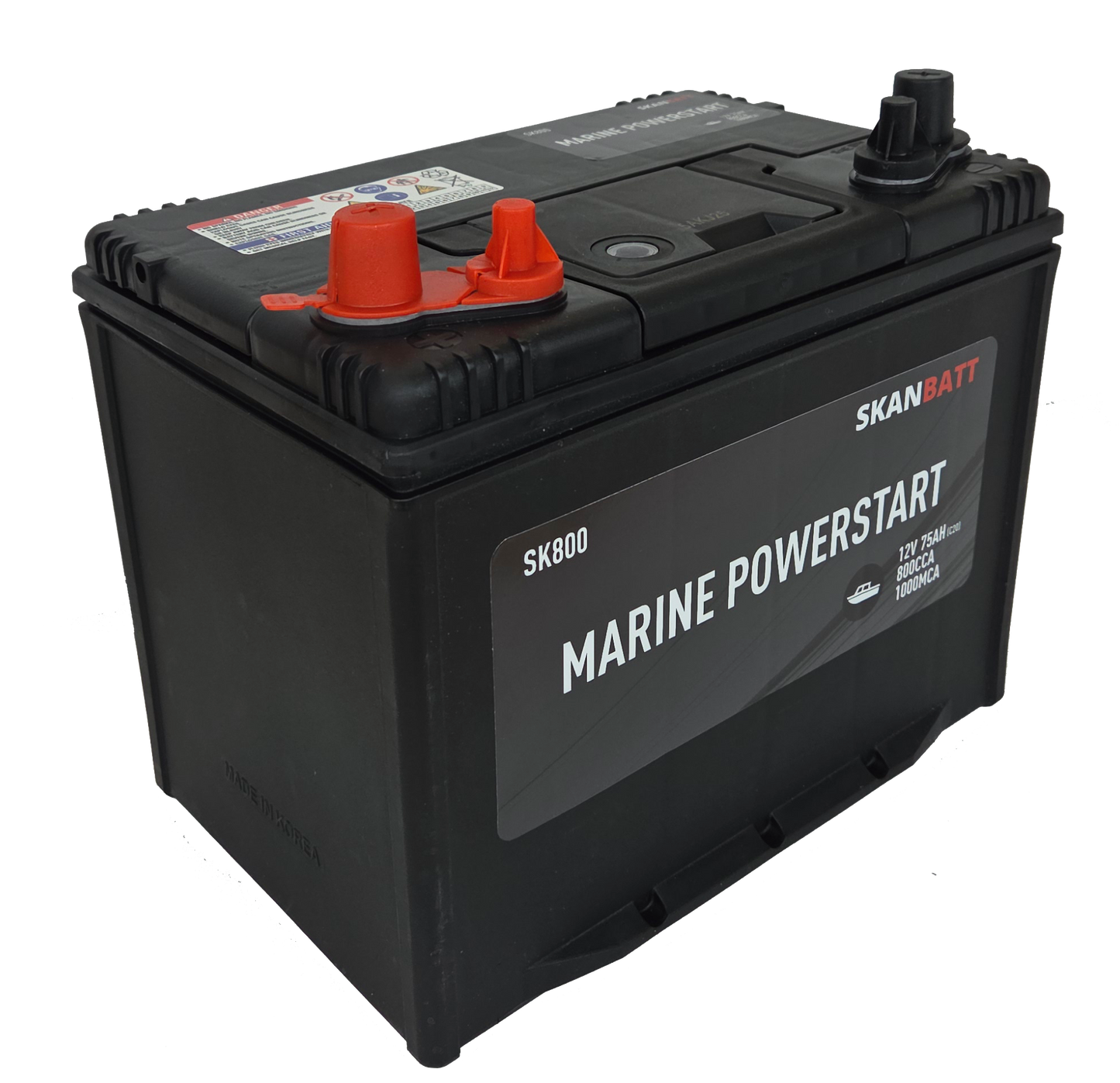 Marinbatteri - 12V 75Ah 800CCA +vänster marinpol