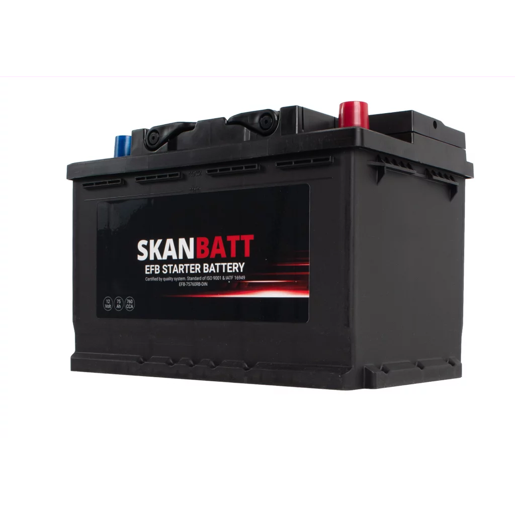 SKANBATT EFB Startbatteri 12V 75AH 760CCA (278x175x190mm) +R