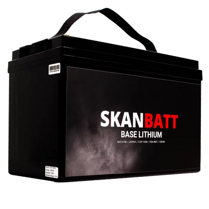 SKANBATT Base Lithium - 12V 100Ah 100A BMS - 326x173x215mm - 3 Års garanti