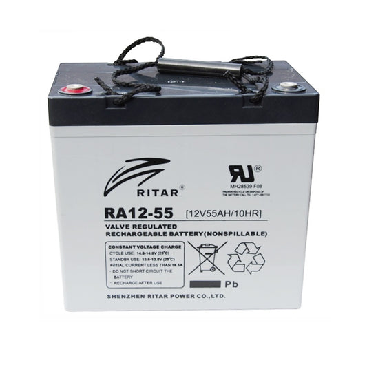 RITAR AGM Deep Cycle Batteri 12V 55AH (229x138x216mm) +venstre - Image 1