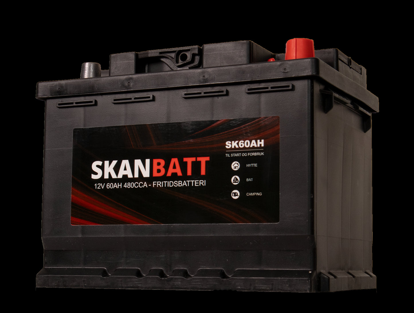SKANBATT Fritidsbatteri 12V 60AH 480CCA (242x175x190/190mm) +høyre - Image 3