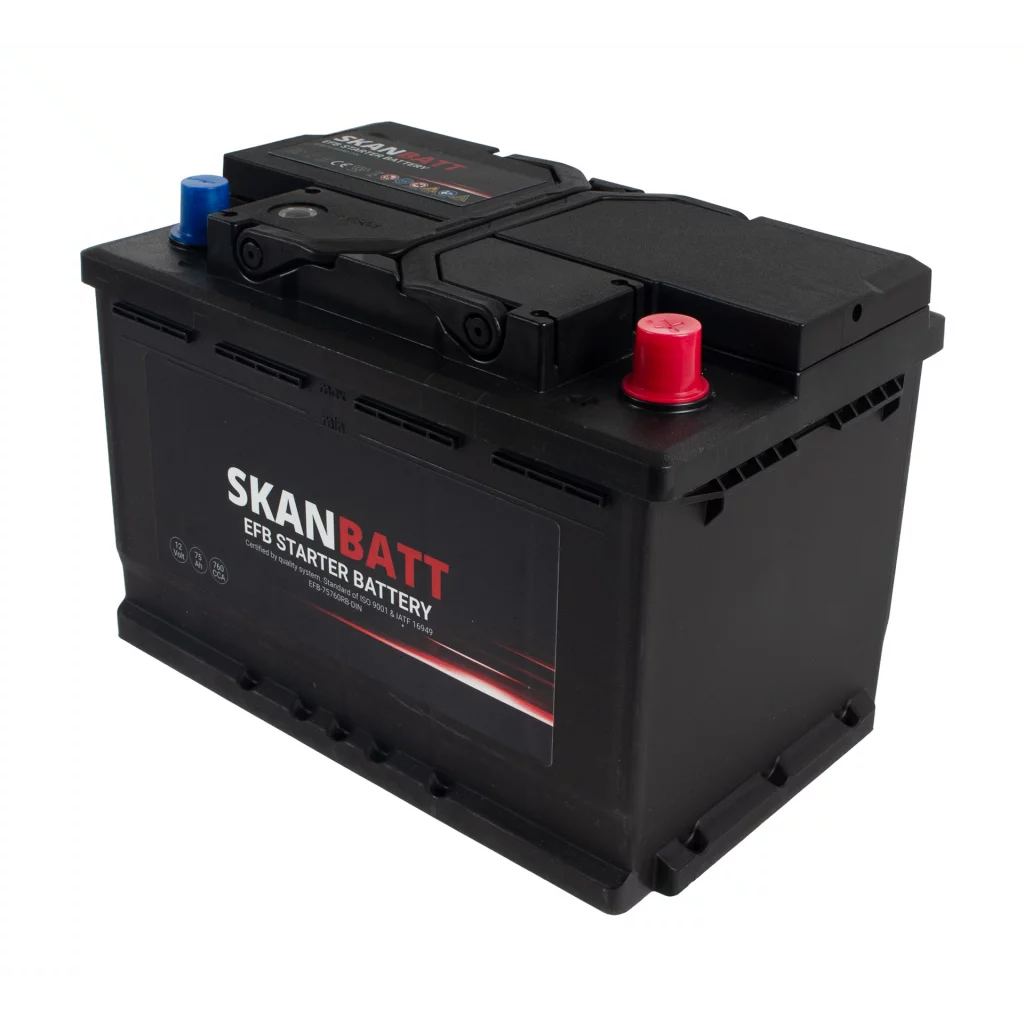 SKANBATT EFB Startbatteri 12V 75AH 760CCA (278x175x190mm) +R