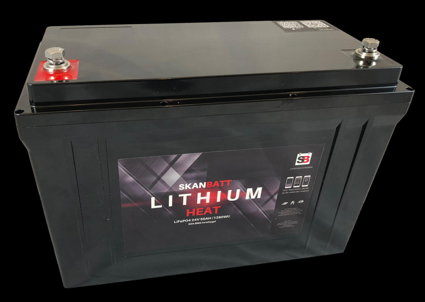 SKANBATT HEAT Lithium Batteri 24V 50AH 50BMS - BLUETOOTH OG VARME - Image 1