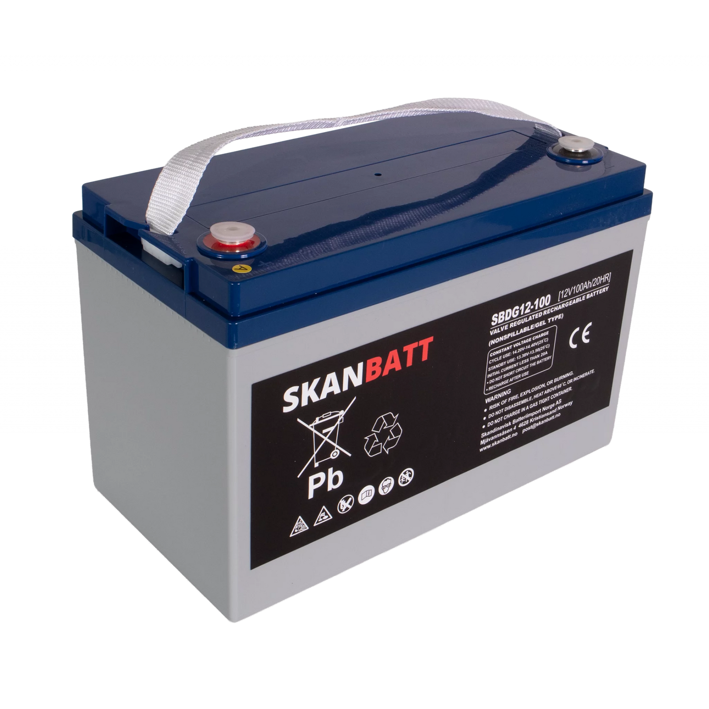 SKANBATT GEL Deep Cycle Batteri 12V 100AH (328x169x222mm) +venstre