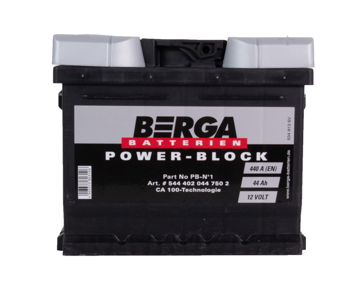 Berga Power Block 12V 44Ah 440Cca label detail