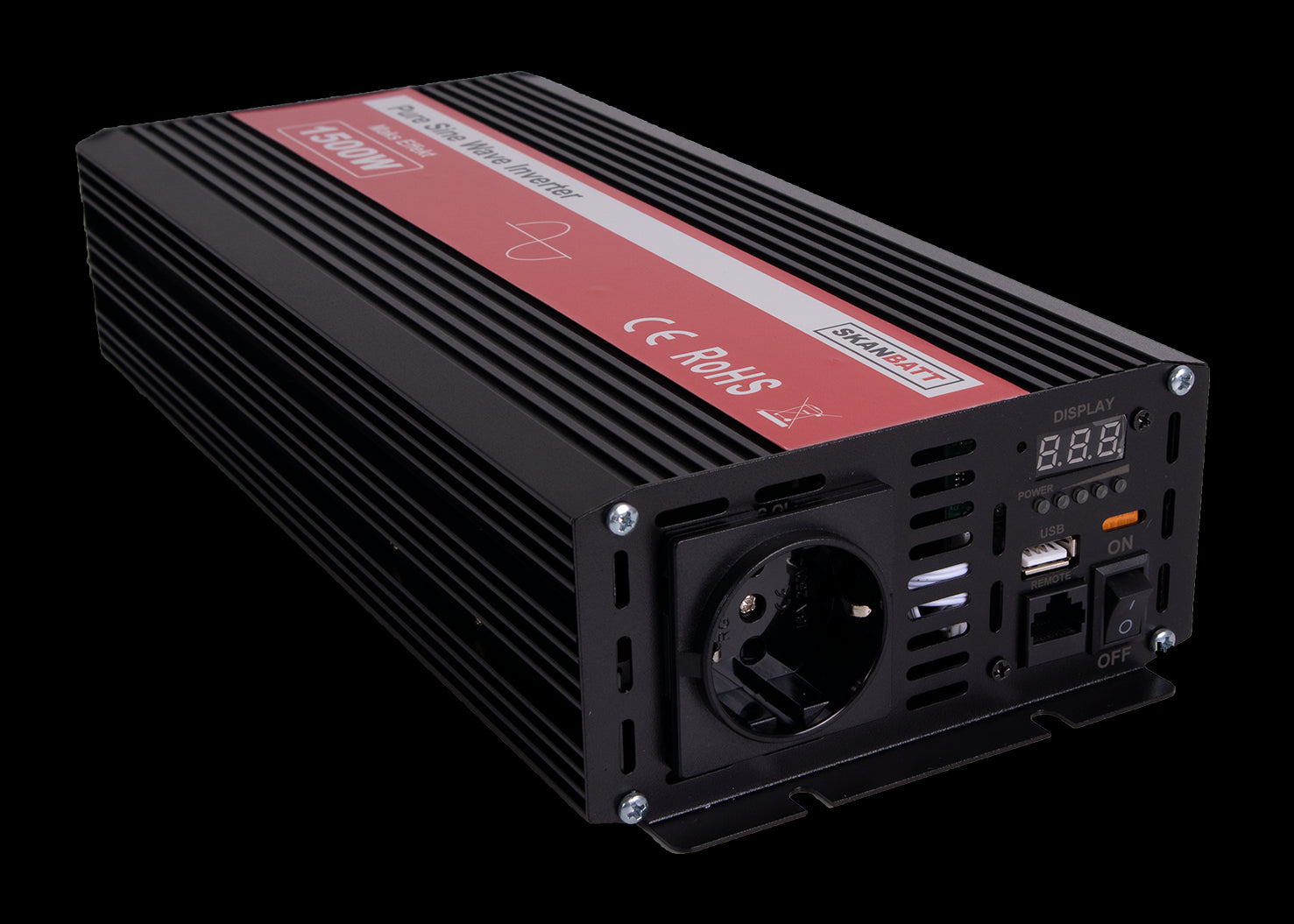 SKANBATT Inverter 12V 1500W Ren Sinus m/Kablet Fjernkontroll - Image 3