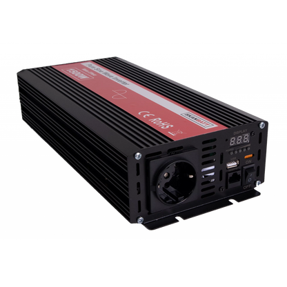 SKANBATT Inverter 12V 1500W Ren Sinus m/Kablet Fjernkontroll NB! KUPPVARE