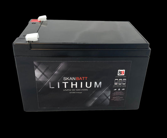 SKANBATT Bluetooth Lithium Batteri 12V 12AH 30A BMS (serie) - Image 1